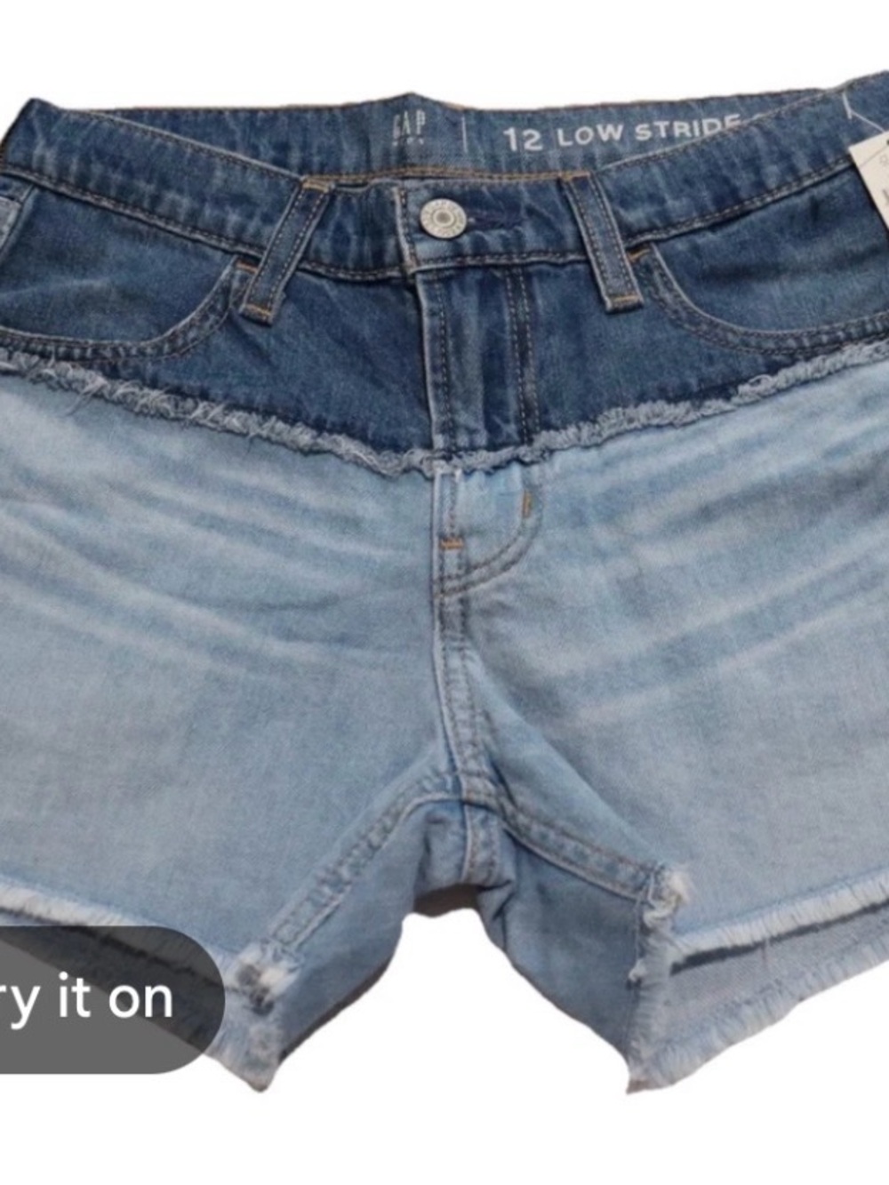 GAP Two-Tone Light and Dark Blue Denim Low-Rise Shorts